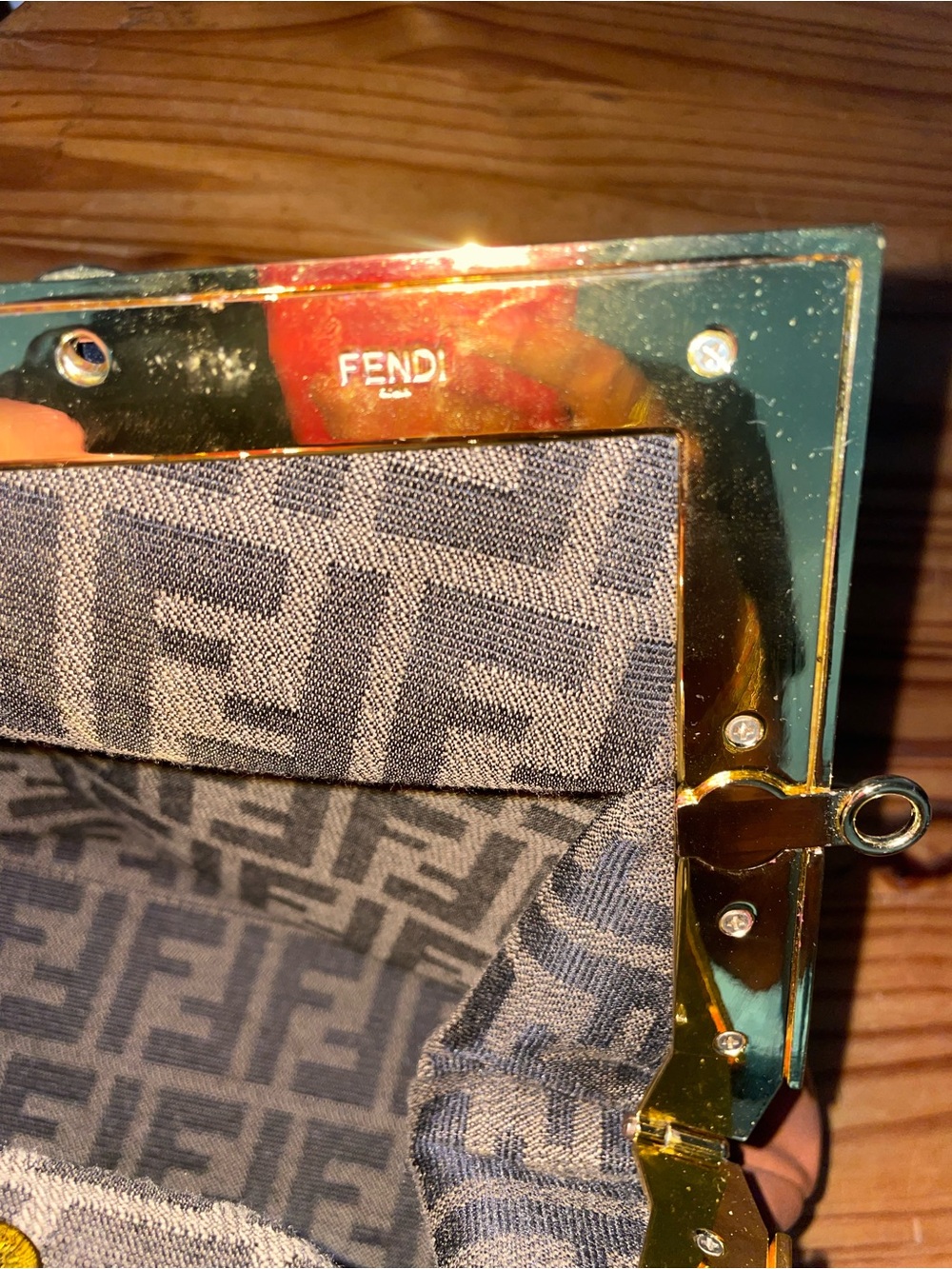 Fendi Shiny Nappa Medium Fendi First Caramello Clutch Bag BROKEN STRAP - Picture 8 of 14